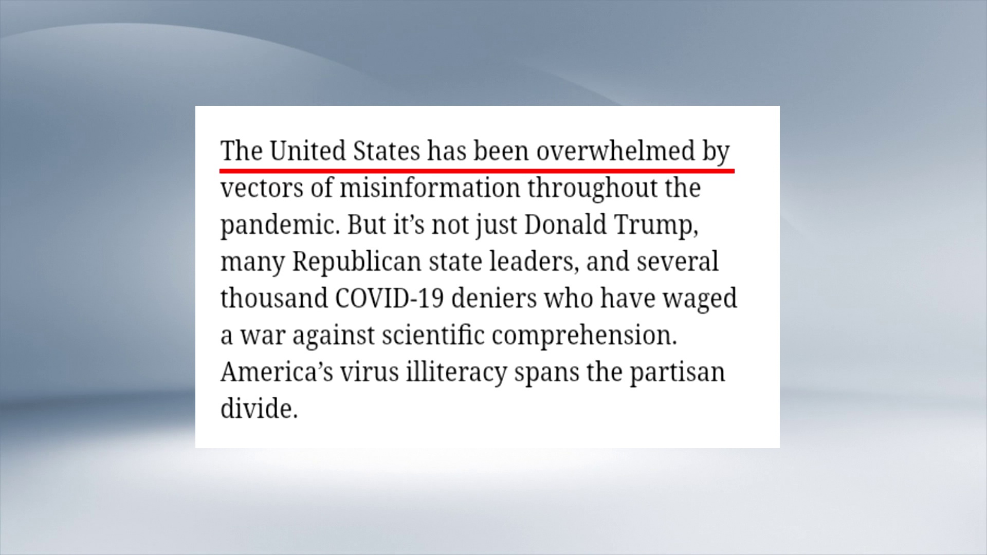 美媒称美国精英仍搞不懂新冠：民众陷悲惨境地