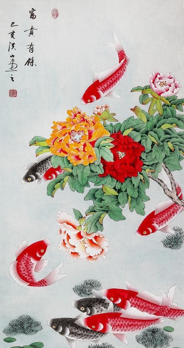 九鱼聚财图鱼向哪个方向好,九鱼纳福,和气聚财