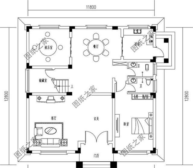 11×12米房屋设计图纸,11x12米乡村楼房设计图 方案二:占地130平方米农村现代二层楼房设计图,外观简约 图纸