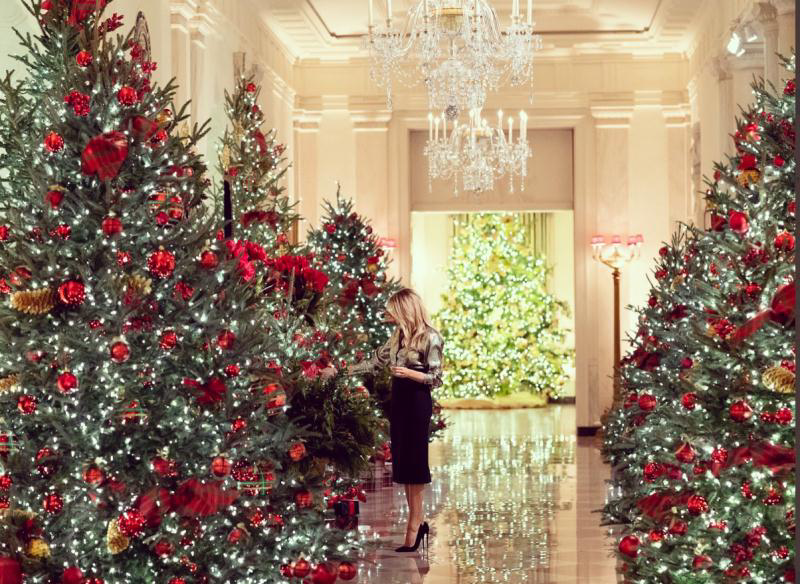梅拉尼亚公布白宫圣诞装饰“美丽的美国”