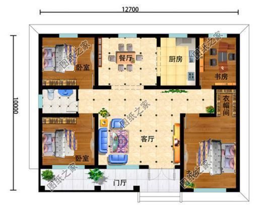 130平自建房设计图纸,120平方自建房设计图纸 农村实用一层自建房设计图,实用好看还不贵,建房子首选