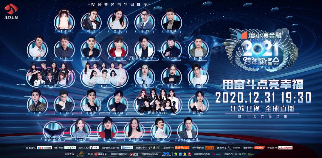 江苏卫视2021跨年演唱会群星海报曝光,快来数星星!