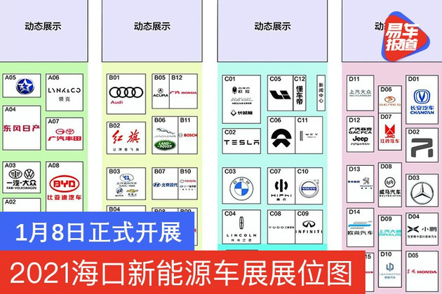 2021海口新能源暨智能网联车展展位图 1月8日正式开展