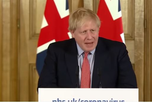 British Prime Minister Johnson maps from video screenshot