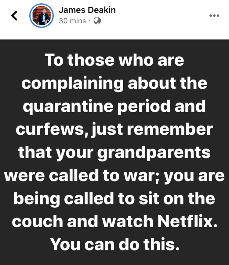 在荷兰网络传播的一段话，来自James Deakin的Instagram账号。