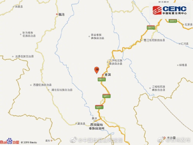 普洱市思茅区发生3.0级地震 震源深度13千米