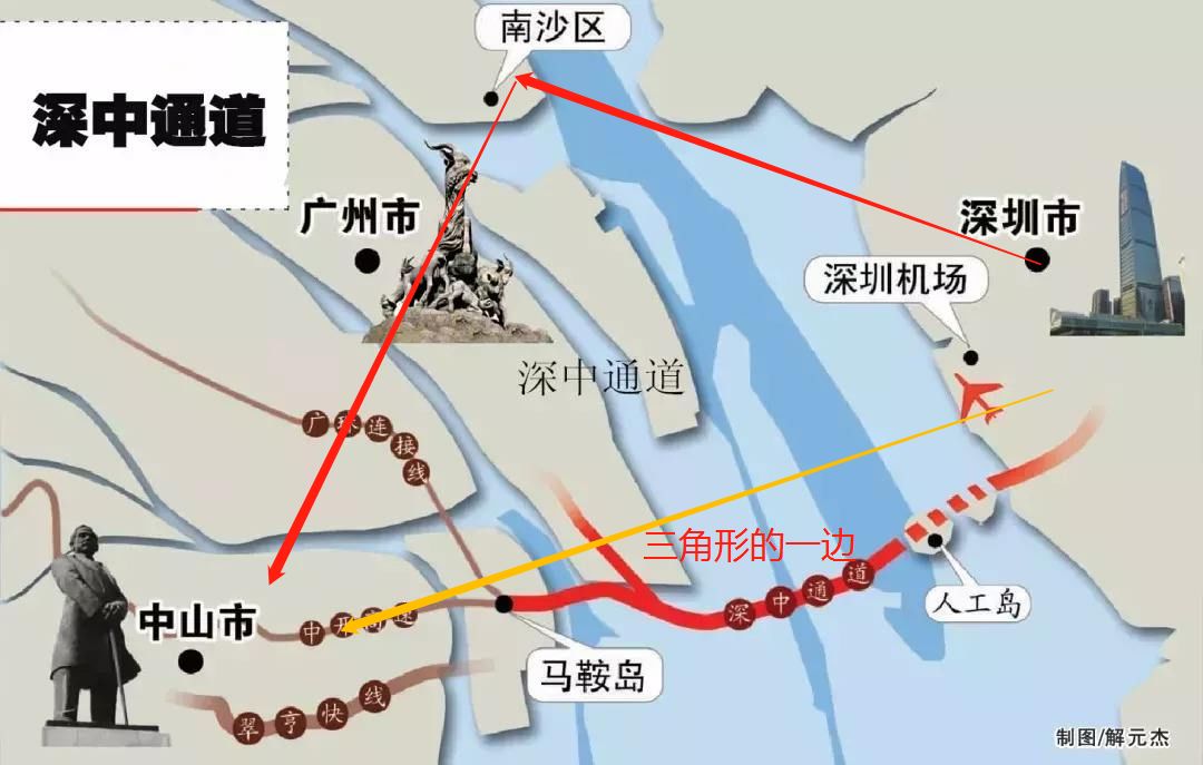 深中通道线路示意图