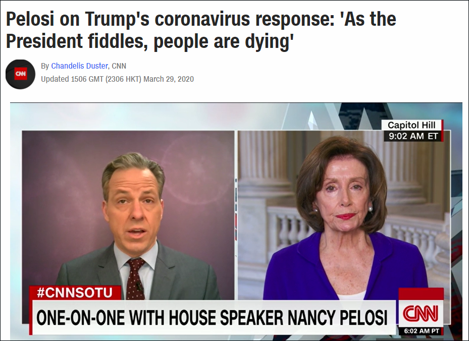 佩洛西：由于特朗普瞎搞 美国人正在死亡边缘挣
