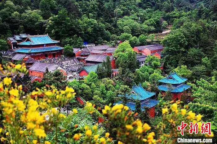 鲜花蜂拥的武当山景区一角 杨广智 摄
