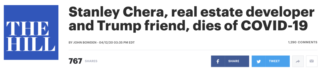 美媒：特朗普好友因感染新冠病毒去世