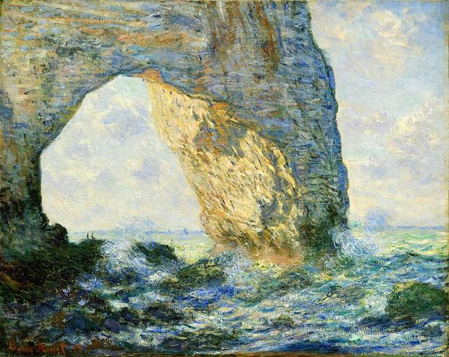 莫奈风景画《埃特勒塔西部的大岩门》赏析
