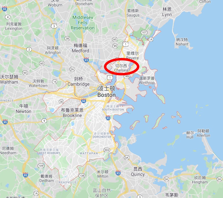 切尔西市位于波士顿东北部，人口约4万人
