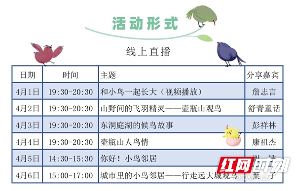 小鸟邻居你好! 湖南省爱鸟周系列直播活动4月1日开启