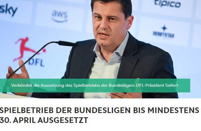 德甲联赛官网截图。