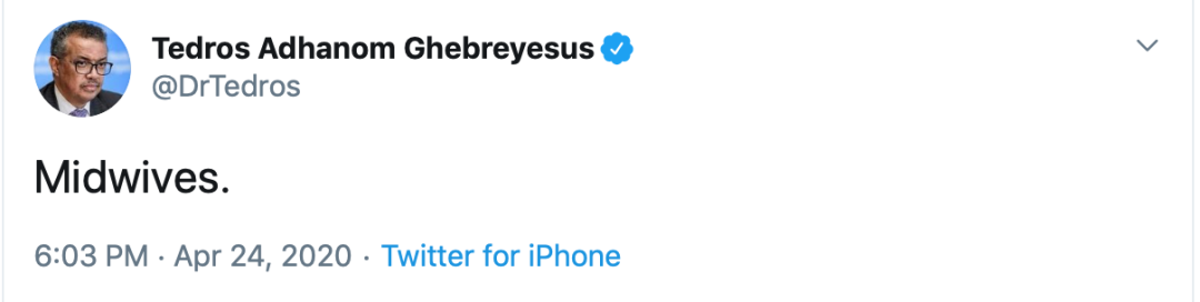 世卫组织总干事连发“一字推文”