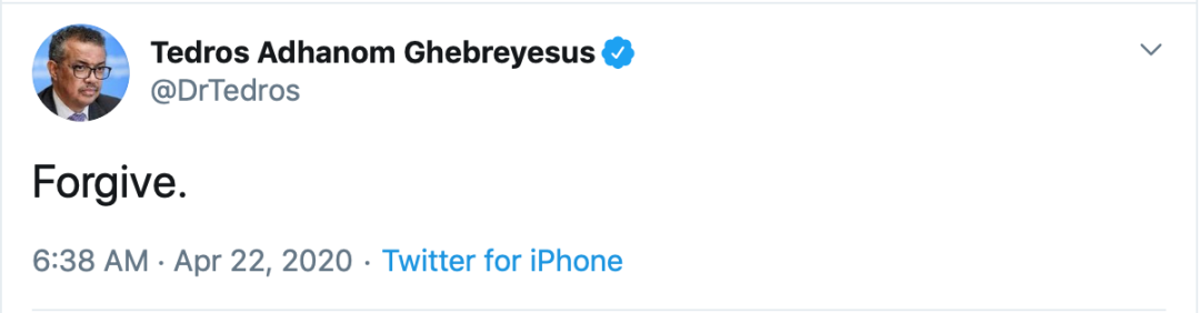 世卫组织总干事连发“一字推文”