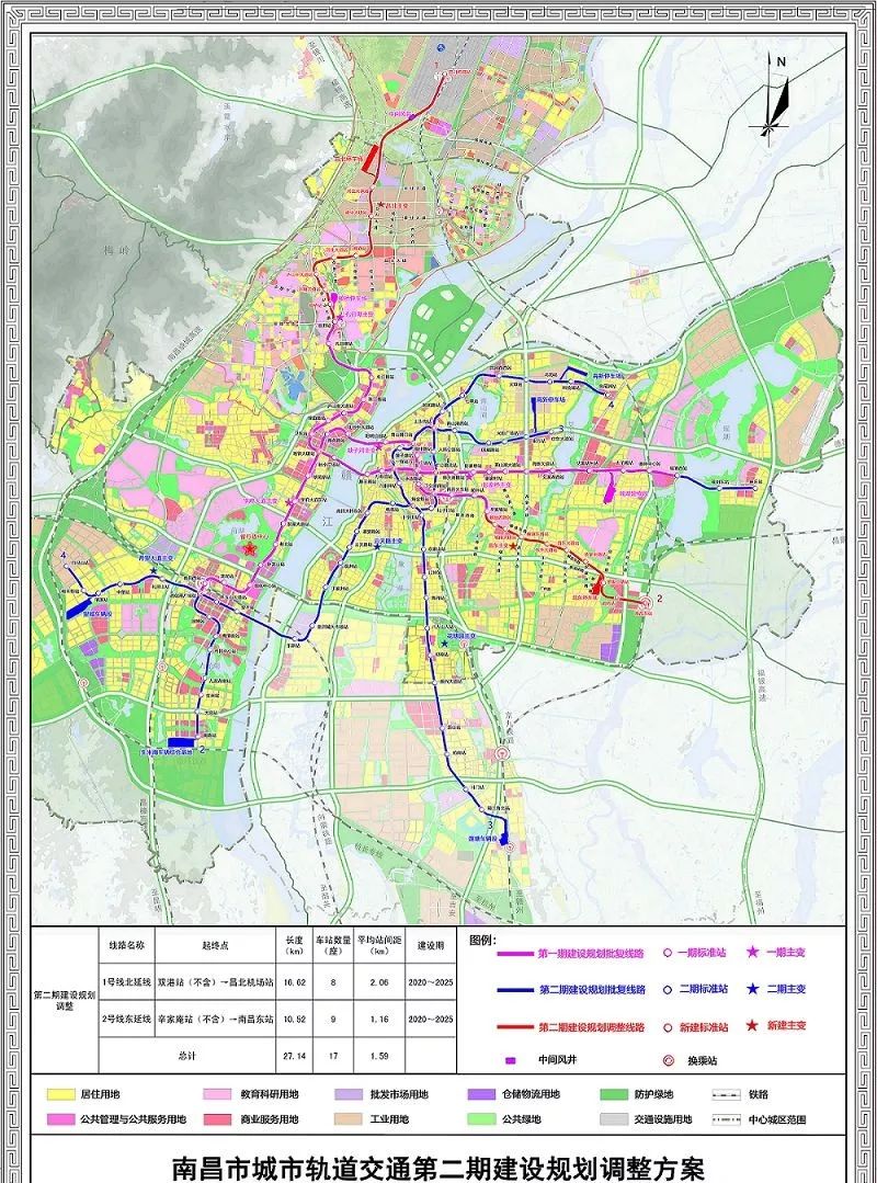 南昌市城市轨道交通第二期建设规划调整(2020-2025)方案示意图