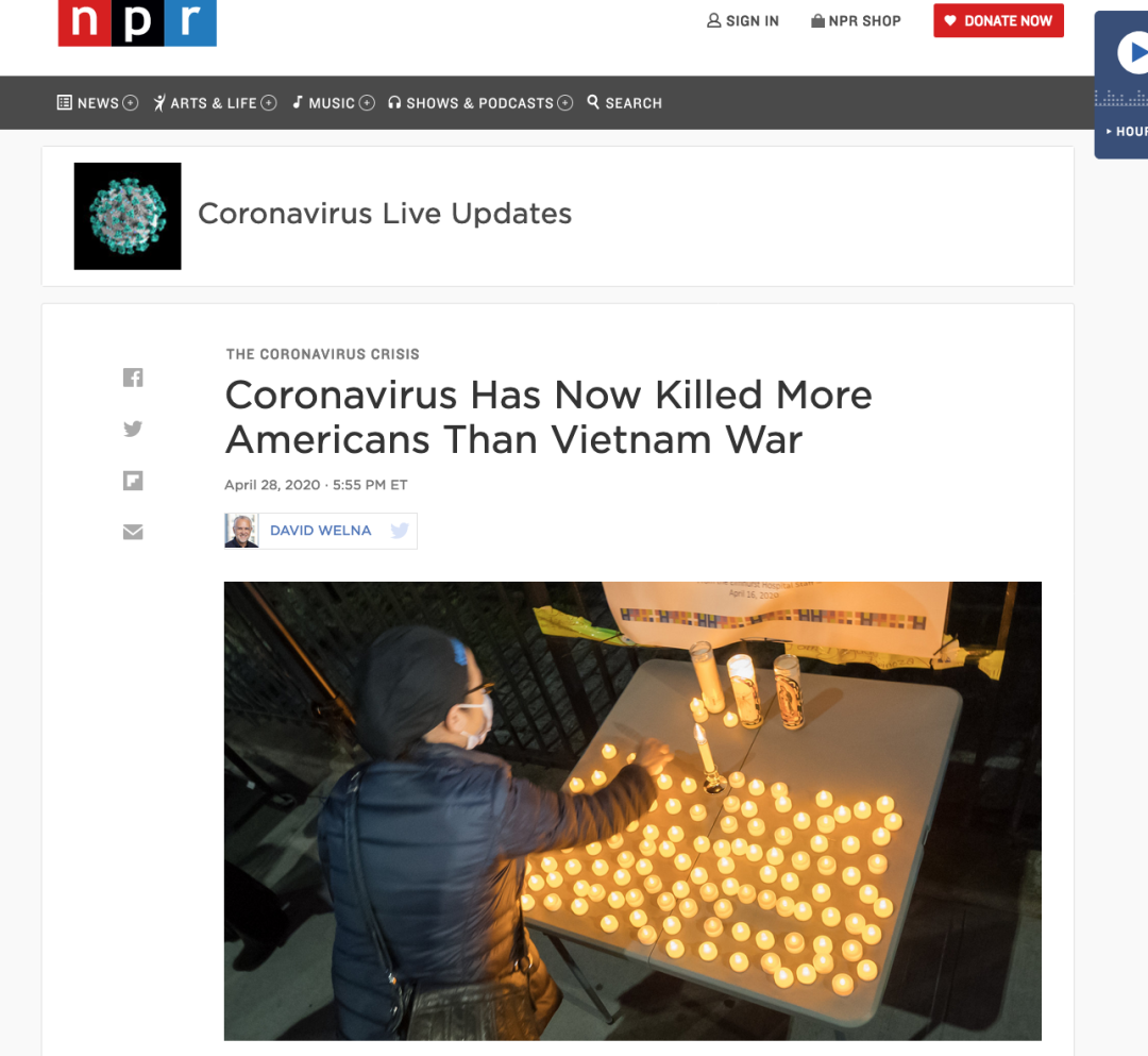 美国新冠疫情死亡病例超过越战！特朗普却如此