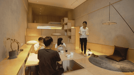 杭州夫妻买下40㎡破房,挖空地板造房中房,有"山"有猫有"庭院"~