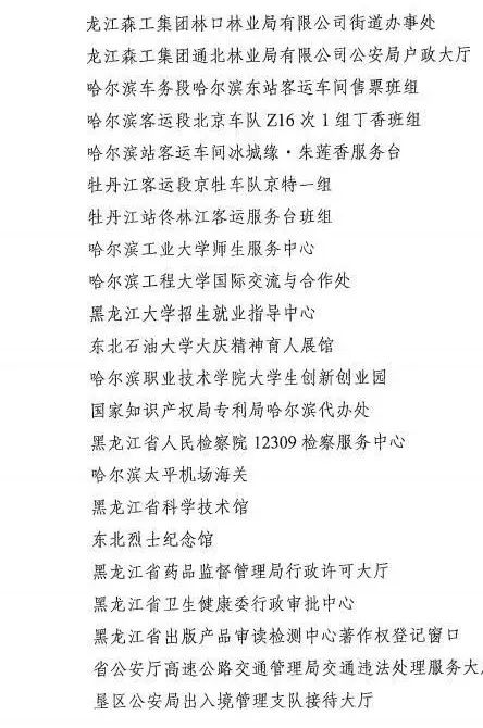 黑龙江省文明委命名100个省级文明窗口标兵和200个省级文明窗口