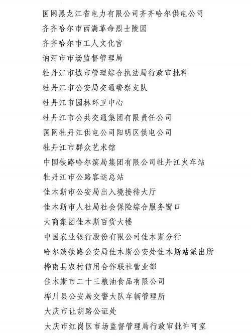 黑龙江省文明委命名100个省级文明窗口标兵和200个省级文明窗口