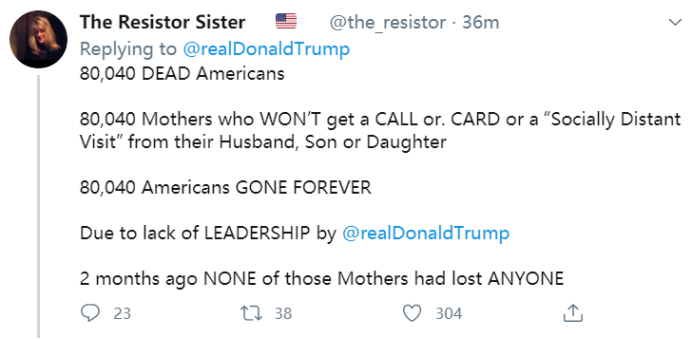 母亲节当天特朗普自夸抗疫成果 却收到最痛的反