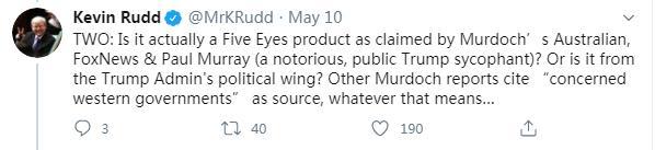 炮轰“病毒阴谋论”，澳前总理陆克文连发五问