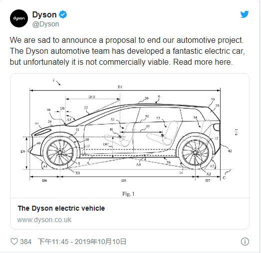 戴森吐槽造电动车:收支平衡一辆车要卖1.8亿美元