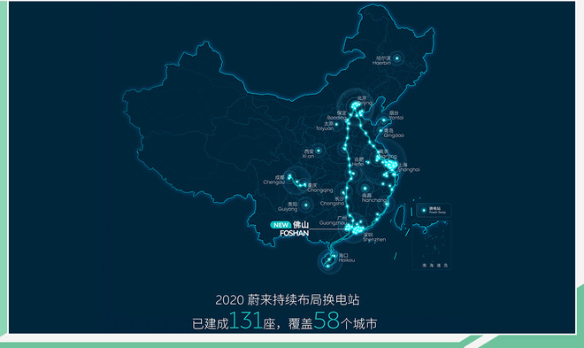 蔚来换电站6天增5站现已覆盖全国58座城市