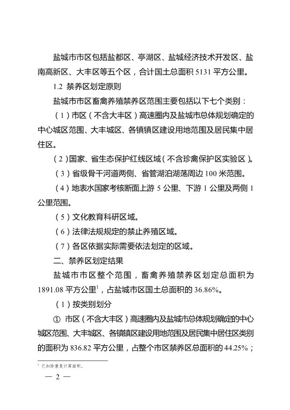 盐城市市区畜禽规模养殖禁养区划定方案(规范调整后)