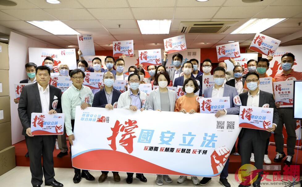 “香港各界撑国安立法团结阵线”于24日建立 图自:文汇网