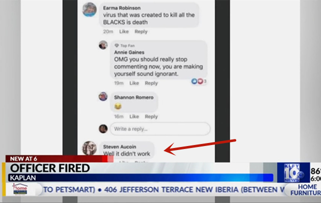 美国警察称“很不幸新冠没杀光黑人” 结果被辞