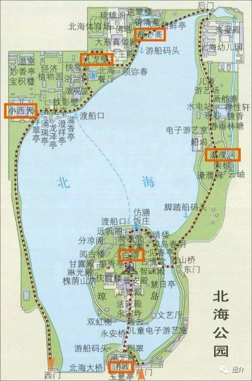 岛与白塔   摄 / 李天霓   推荐路线   图片引自:北海公园地图改绘;绘