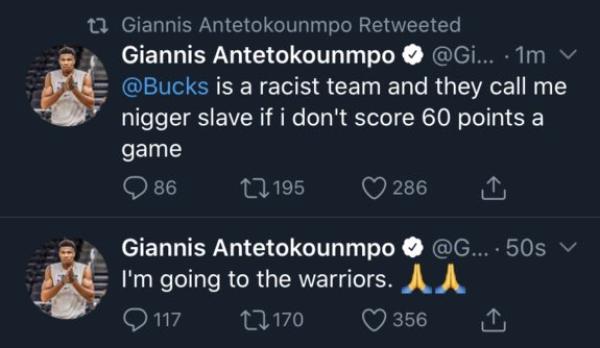 “字母哥”推特引发巨大争议。