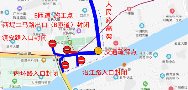 沿江路-人民路交通疏导图