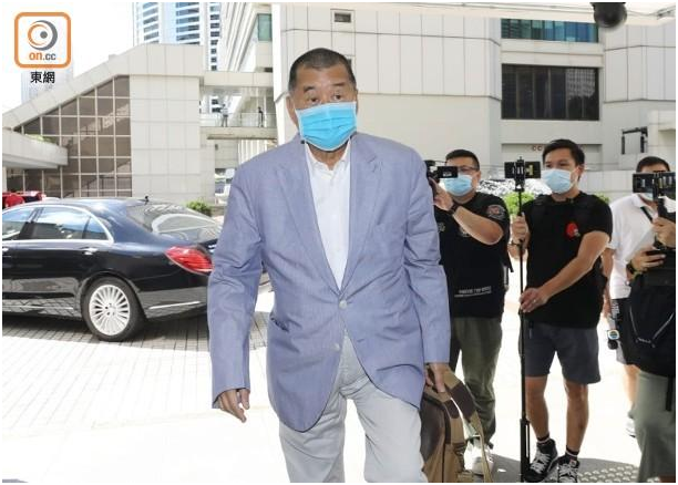 黎智英6月12日到香港高档法院申请变动保释前提。泉源:香港“东网”