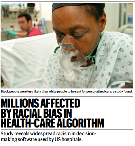百万患者受到算法种族歧视的影响。《科学》杂志网页截图