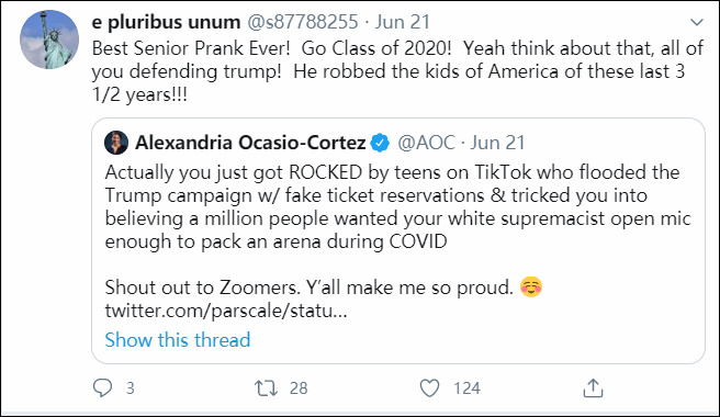 特朗普被TikTok用户戏耍 遭遇“集体放鸽子”