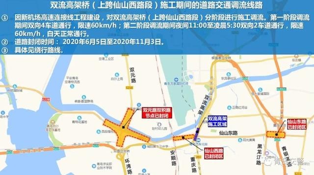 青岛新机场高速连接线(双流高架)工程施工及道路调流