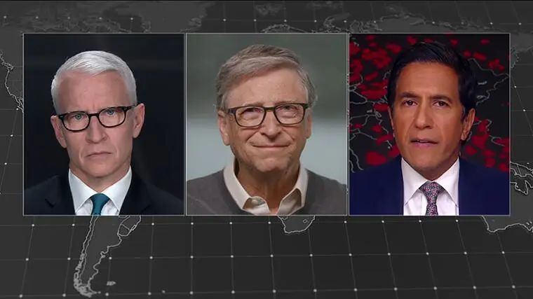 比尔·盖茨接受CNN连线采访。图源:CNN