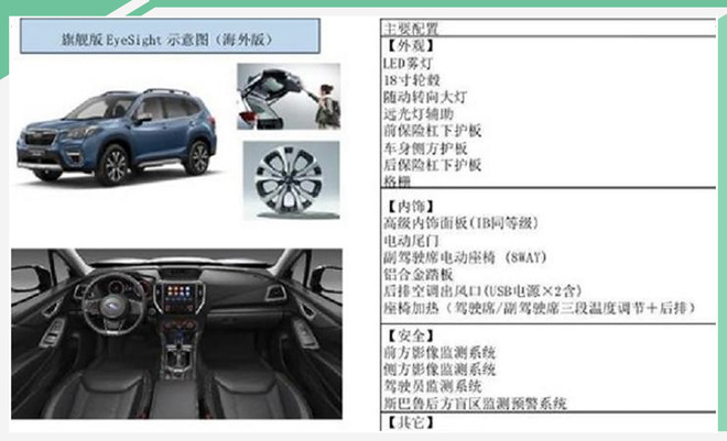 对配置进行调整 斯巴鲁新款森林人将于明日上市