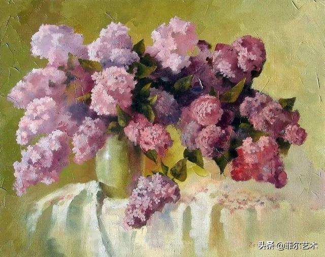 俄罗斯画家de油画与水粉的交融,不一样的花卉