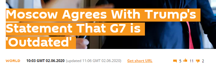俄罗斯卫星通讯社:G7是过时了
