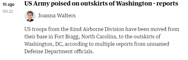 美军第82空降师约700士兵在华盛顿附近军事基地集