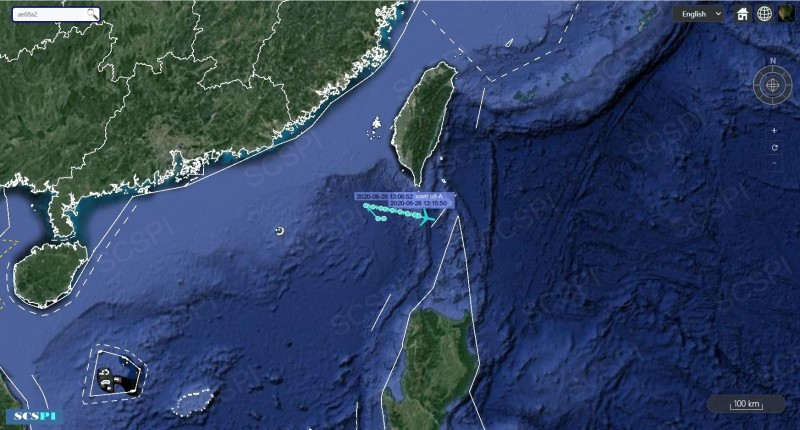 美军机出现在南海空域。图源:“南海战略态势感知计划”