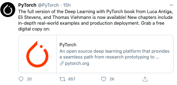 pytorch核心贡献者开源书 使用pytorch进行深度学习 完整版现已发布