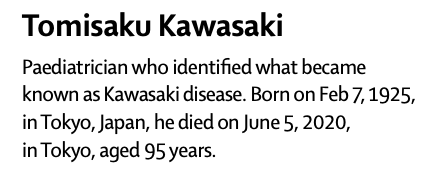 川崎病发现者去世,柳叶刀今日发布讣告
