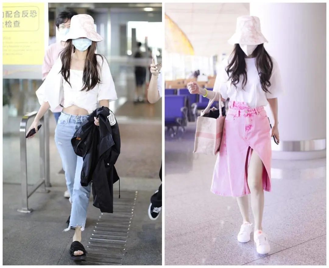 杨颖不愧是模特出身,和欧阳娜娜同穿涂鸦衬衫,差11岁美得惊艳