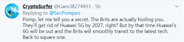 蓬佩奥＂欢迎＂英国禁用华为 却直接被网友回怼