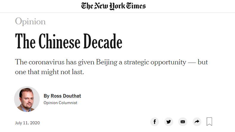 ▲《纽约时报》上的相关评论文章